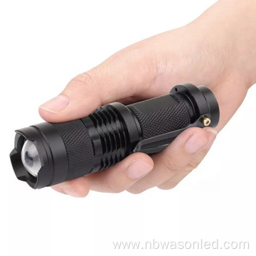 Hot sale cheap sk68 zoom adjustable focus 3 modes best mini promotion gift portable small flashlight with pen pocket clip